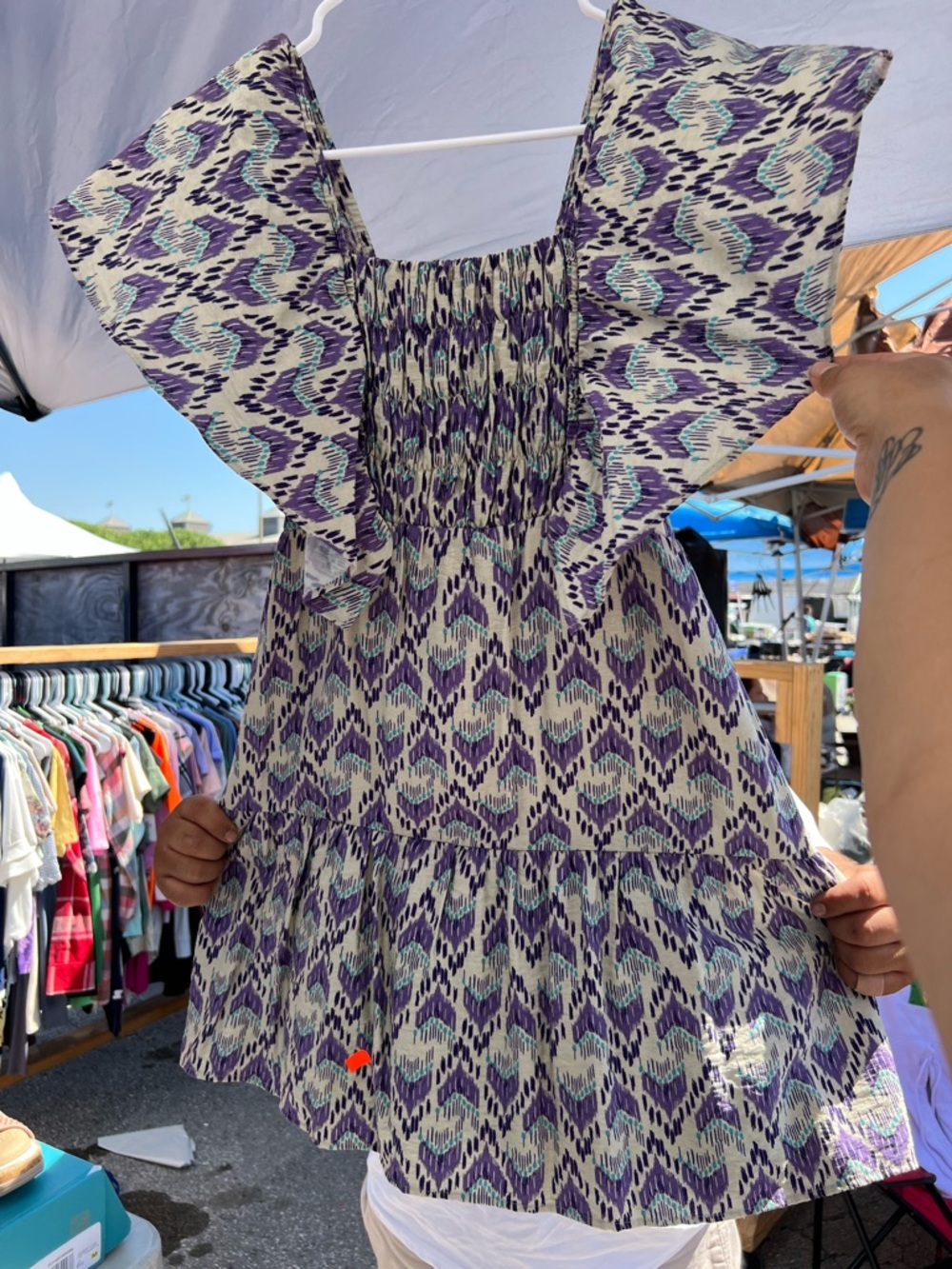 Zara Purple and Teal Patterned Girls Dress